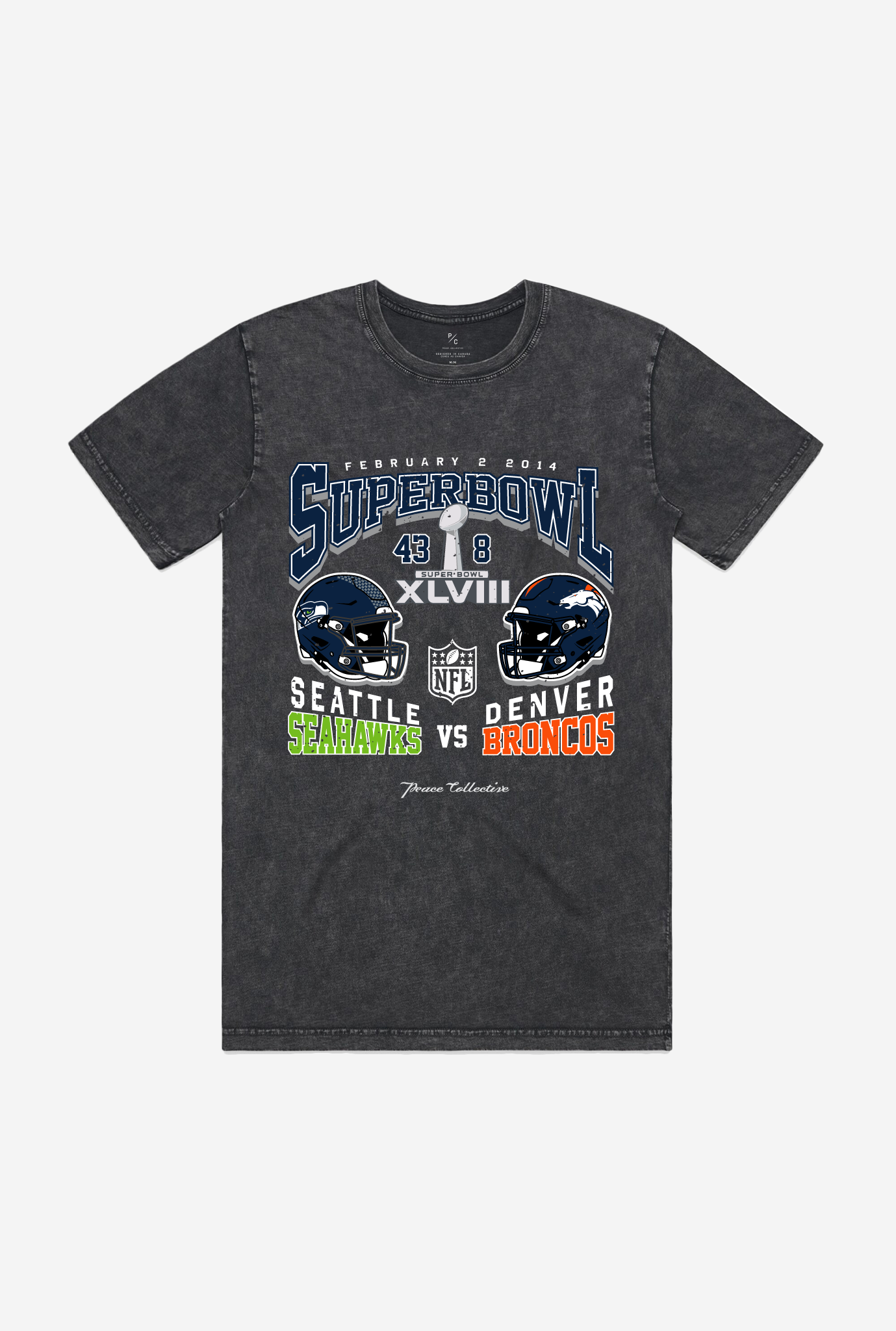 Super Bowl Xlviii: Seattle Seahawks Vs Denver Broncos Stonewashed T-Shirt – Black