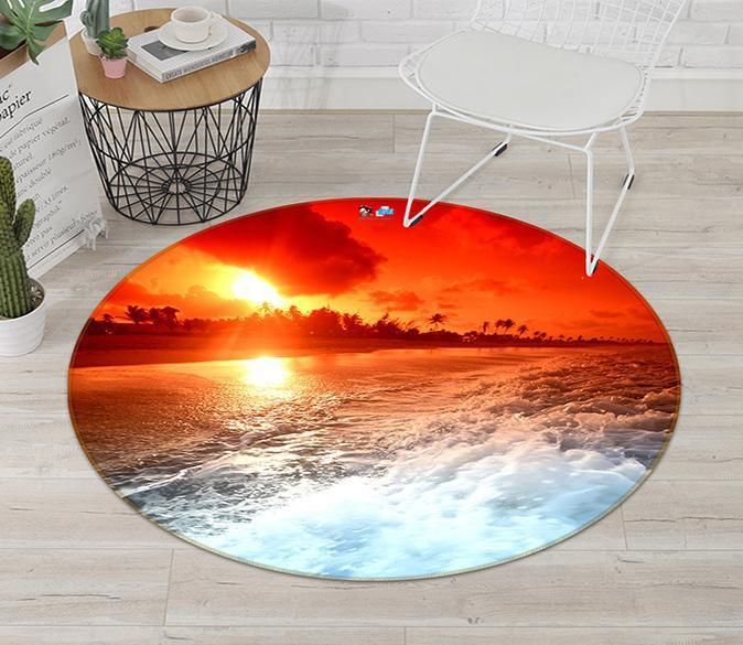 3d Bright Beach Sunset 127 Round Rug Home Decor