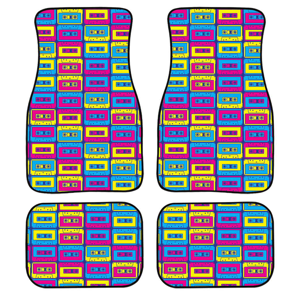 Colorful Cassette Tape Print Front And Back Car Floor Mats, Front Car Mat