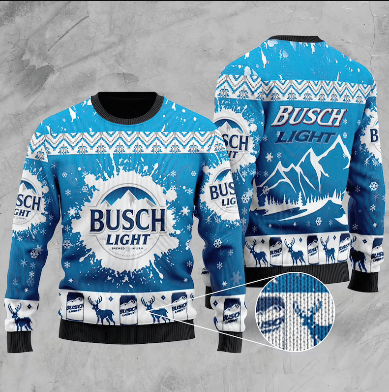 .Busch Light Beer Ugly Christmas Sweater 2021