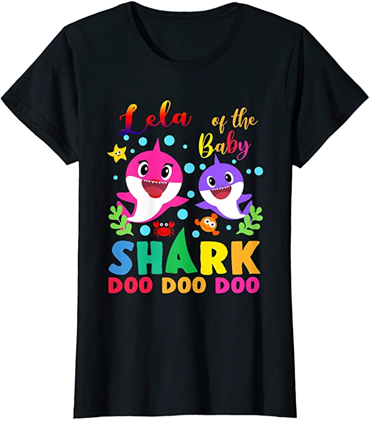 Womens Lela Of The Baby Shark Birthday Lela Shark T-Shirt