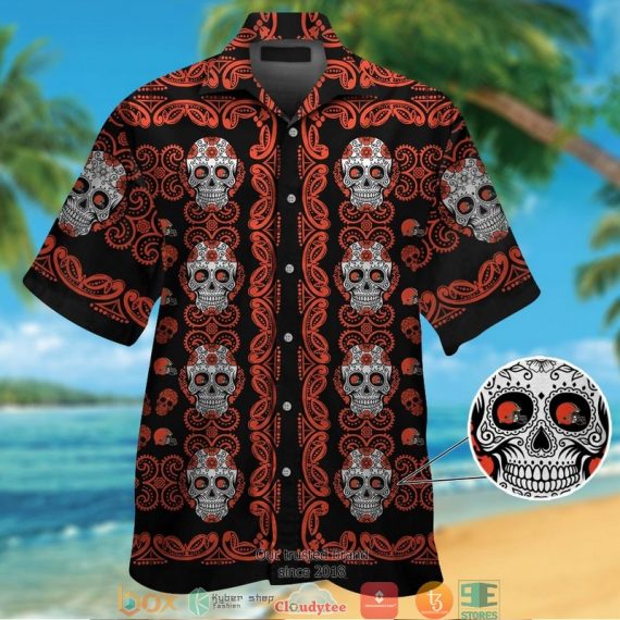 Gift For Husband Dad Cleveland Browns Small Sugar Skull Hawaii Shirt Ha62647