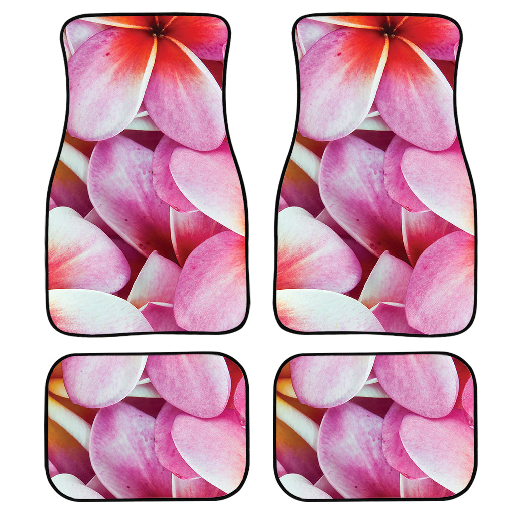 Pink Frangipani Flower Print Front And Back Car Floor Mats, Front Car Mat