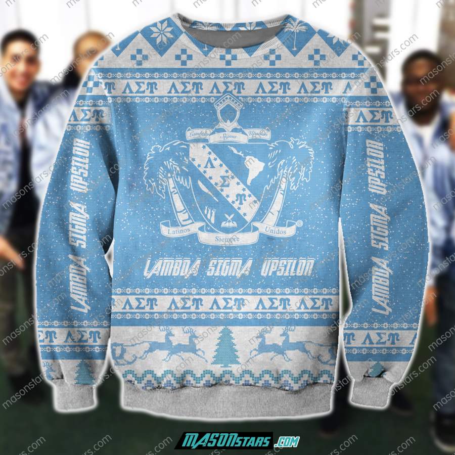 3D ALL OVER PRINT KNITTING PATTERN LAMBDA SIGMA UPSILON UGLY SWEATER