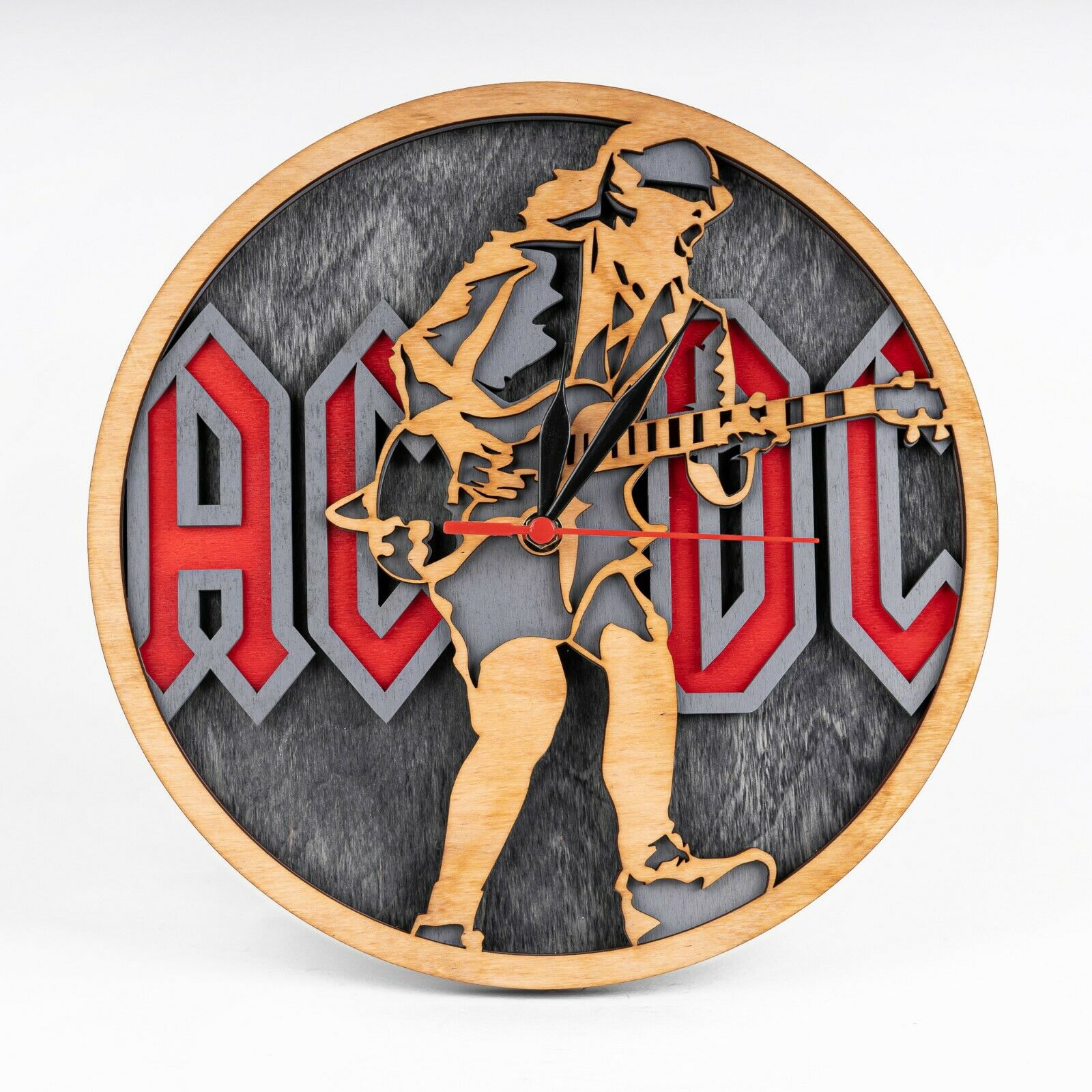 Wooden Clock – 3D Clock – AC/DC