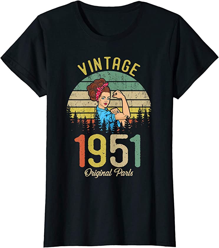 Vintage Made In 1951 69th Birthday Gift Idea Original Parts T-Shirt