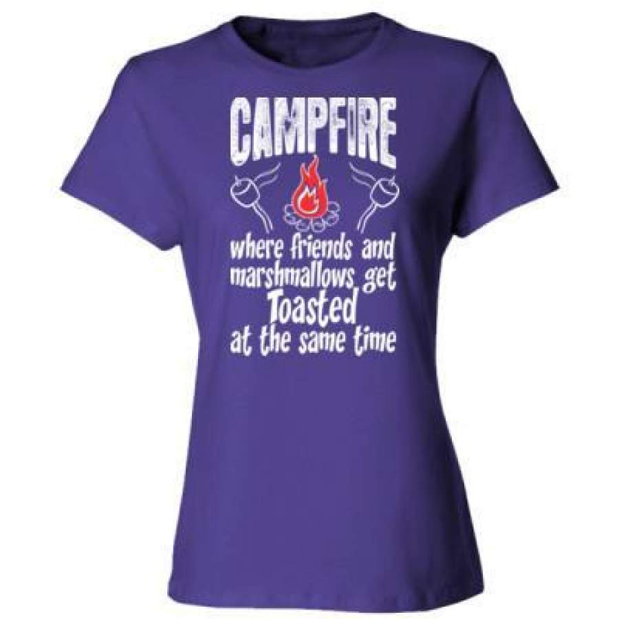 AGR Campire Where Friends And Marshmallows Get Toasted At The Same Time – Ladies’ Cotton T-Shirt