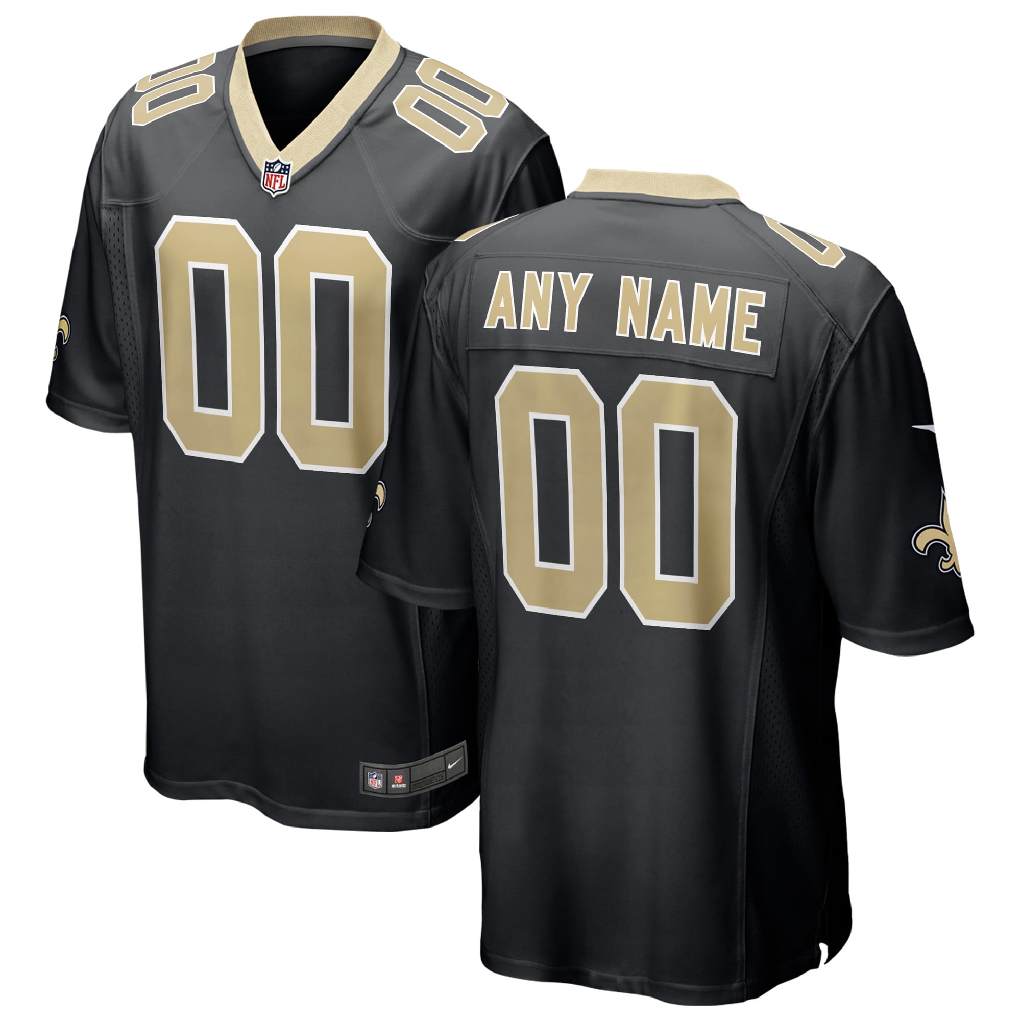 New Orleans Saints Custom Game Jersey – Black