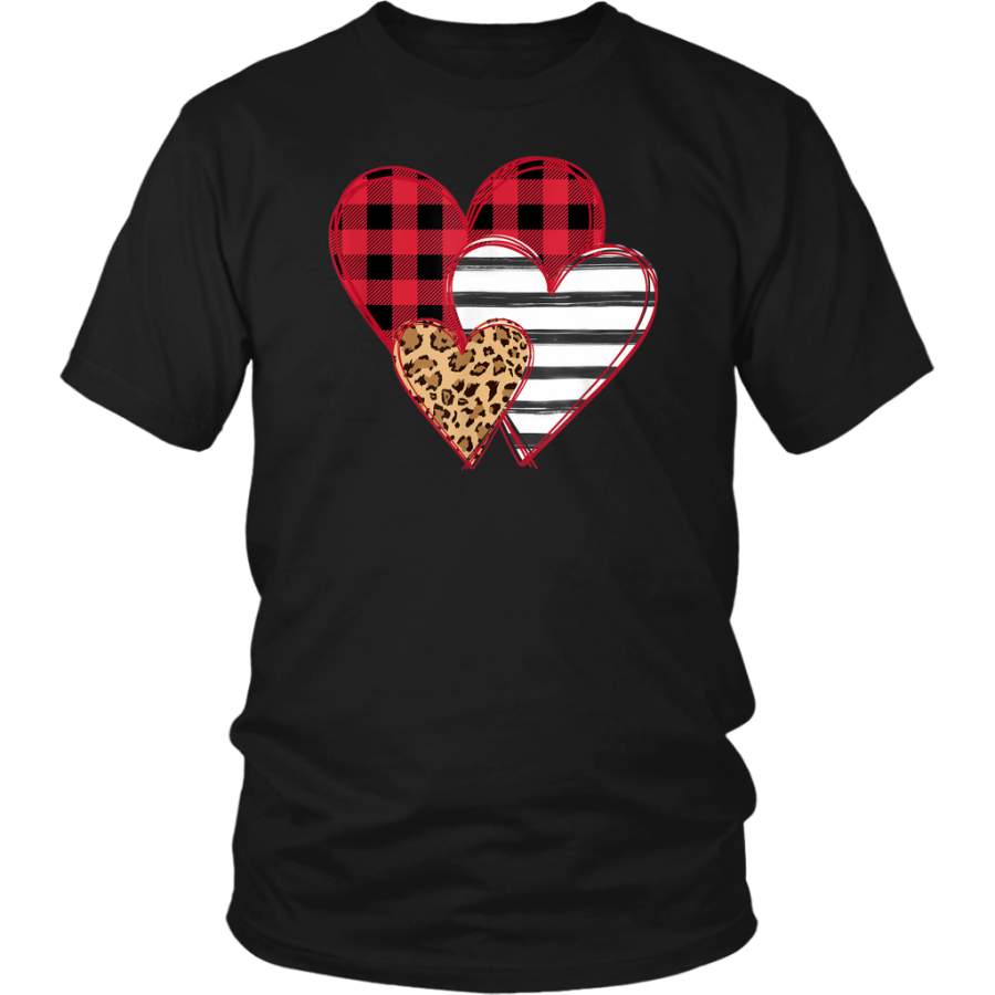 Striped Leopard Buffalo Plaid Printed Splicing Heart Valentine’s Day Shirts