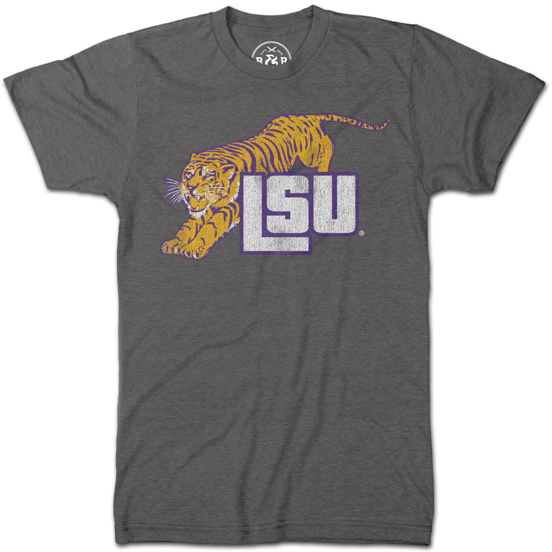 B&B Dry Goods Lsu Tigers Retro Leap Tri-Blend T-Shirt – Charcoal