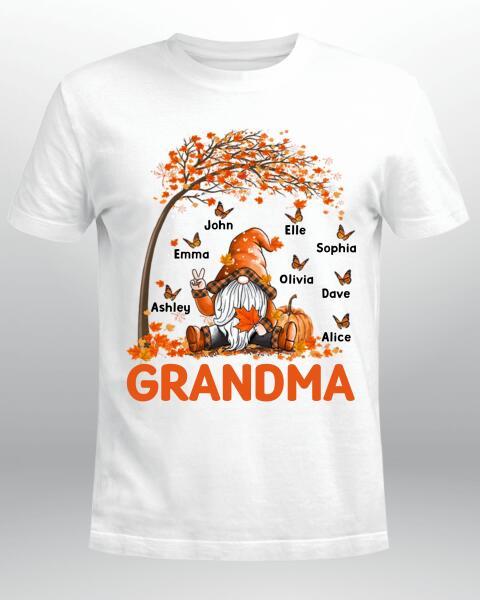 Gnome Grandma Fall Season Personalized Autumn Shirt Halloween Grandma Gifts
