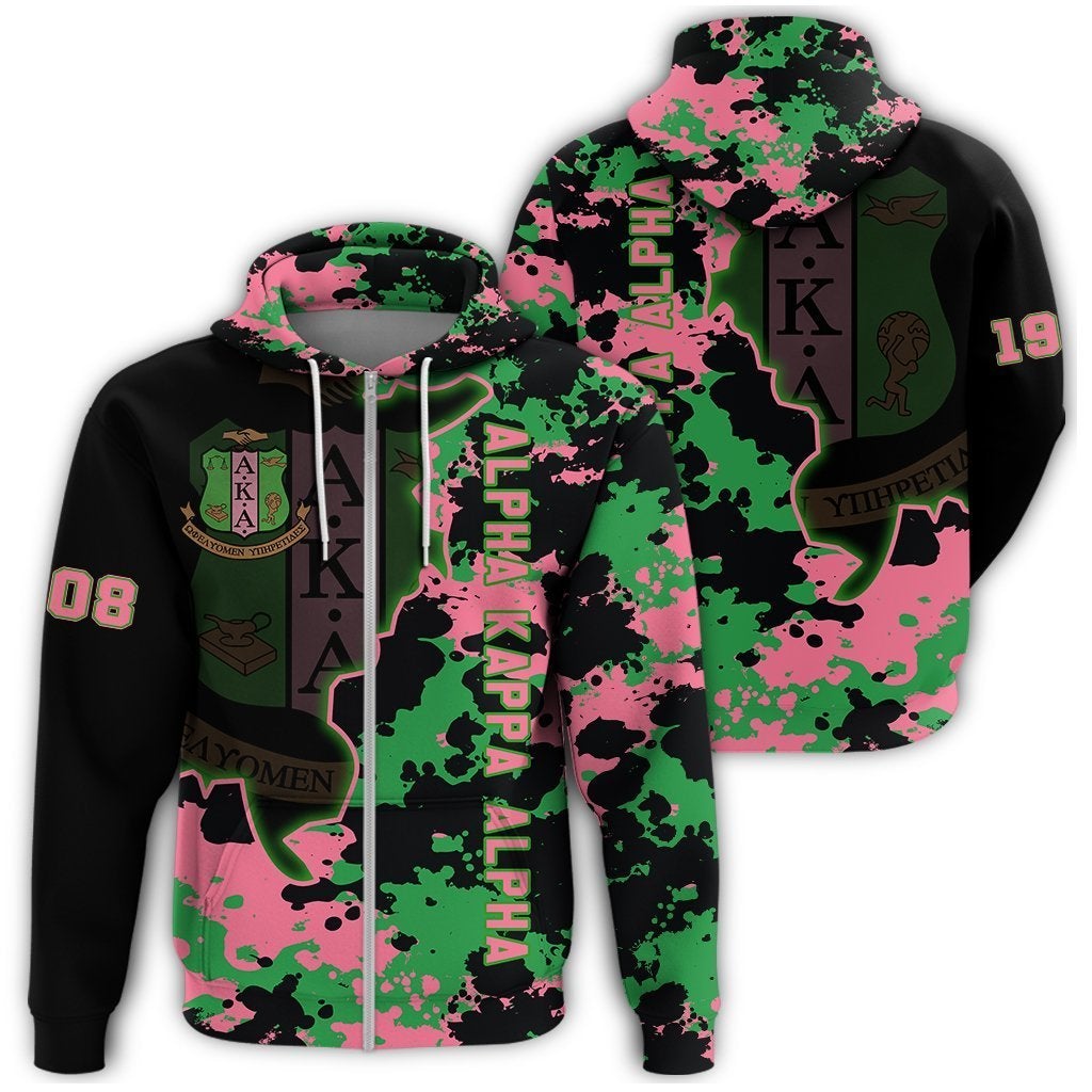 Alpha Kappa Alpha Camo Zipper Hoodie Chad Style