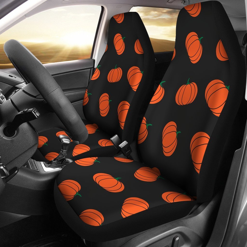 Pumpkin Print Pattern Seat Cover Car Seat Covers Set 2 Pc, Car Accessories Car Mats Jack-o'-lantern ShirtHome Style