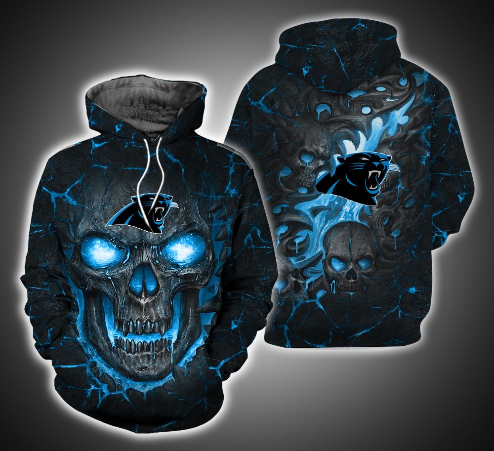 Carolina Panthers Skull 3D Print Hoodie ver10