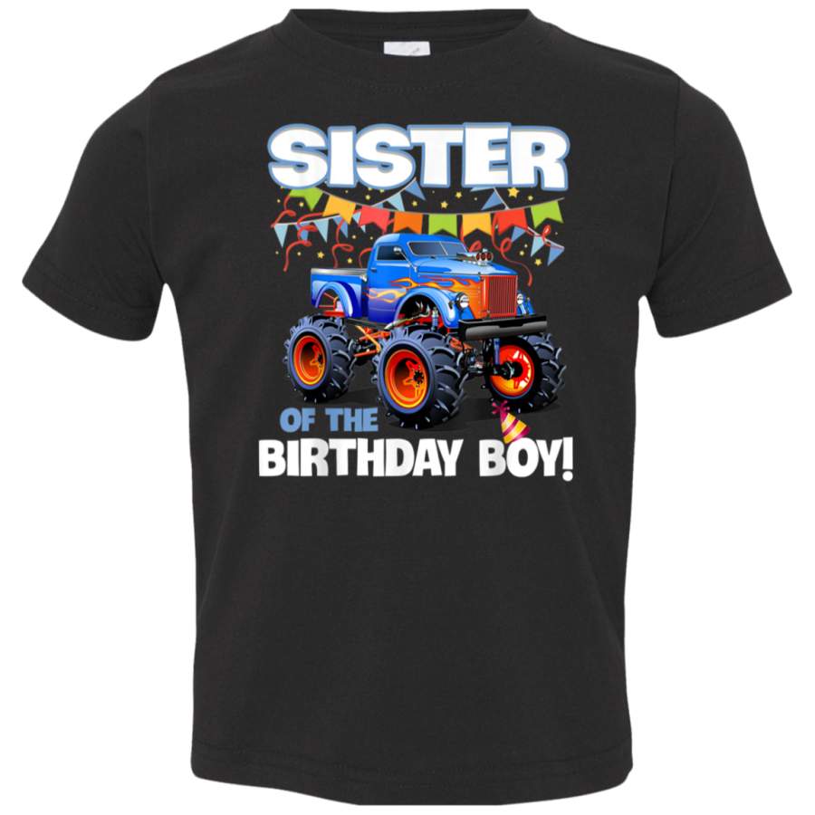 Monster Truck Birthday PartySister of Birthday Boy TShirt 3321 Rabbit Skins Toddler Jersey T-Shirt