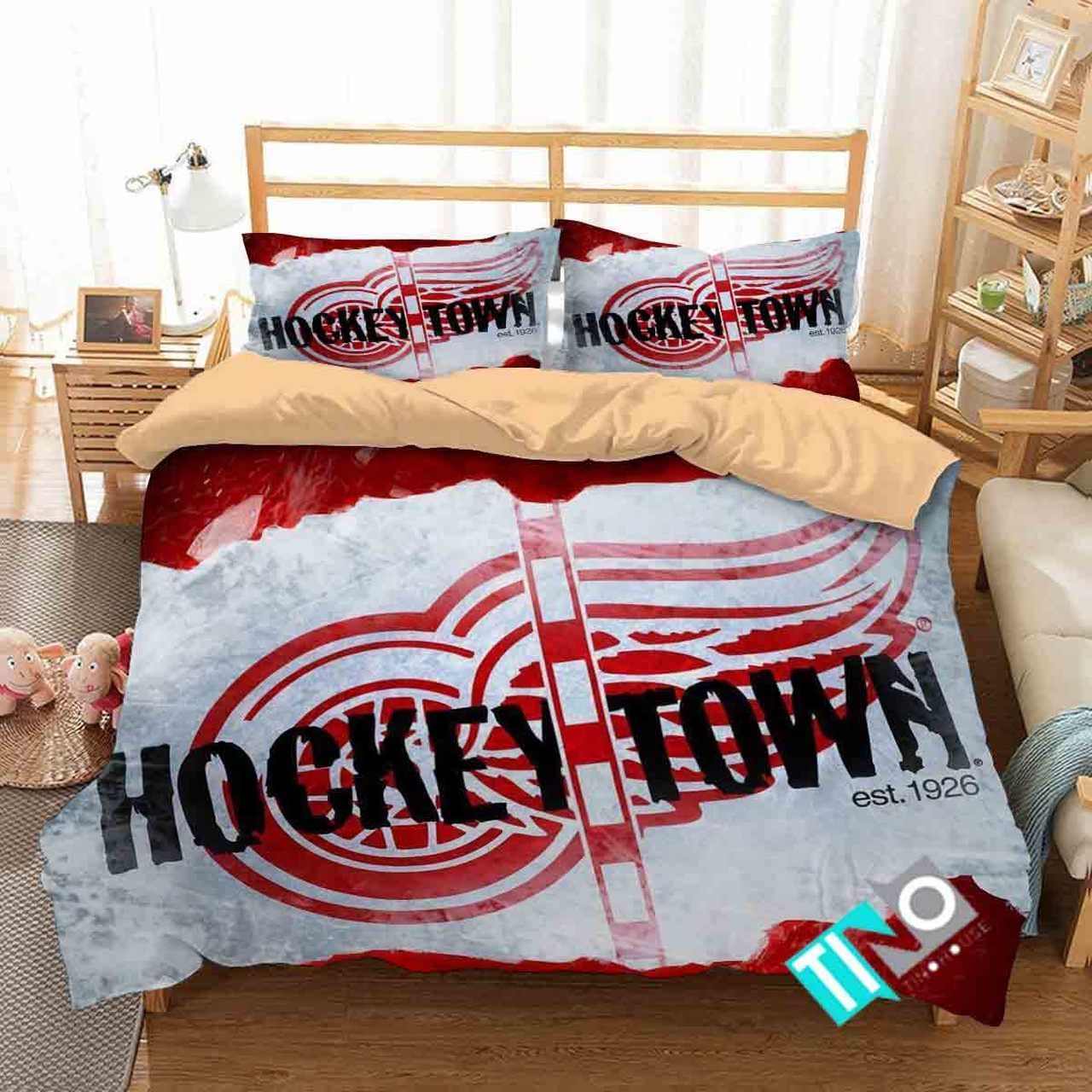 Detroit Red Wings 1 Logo 3D Duvet Cover Bedding Sets V