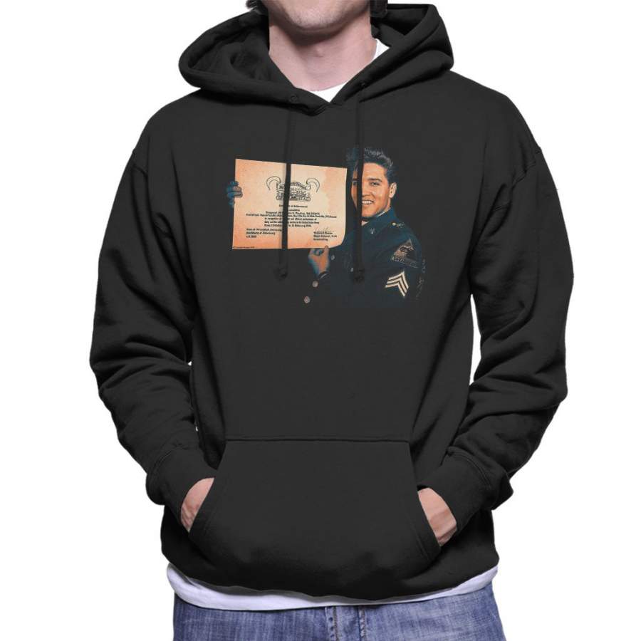 Elvis Presley US Army Certificate Men’s Hooded Sweatshirt