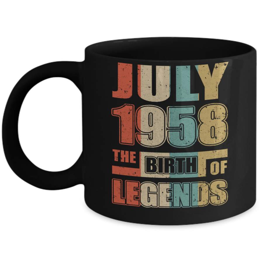 Vintage Retro July 1958 Birth Of Legends 62th Birthday Mug