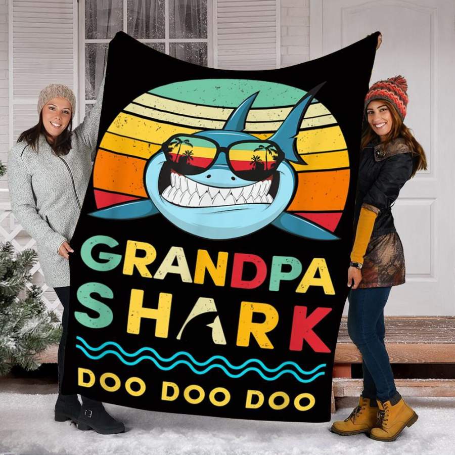 Customs Blanket Mens Grandpa Shark Blanket Gift For Grandfather – Fleece Blanket