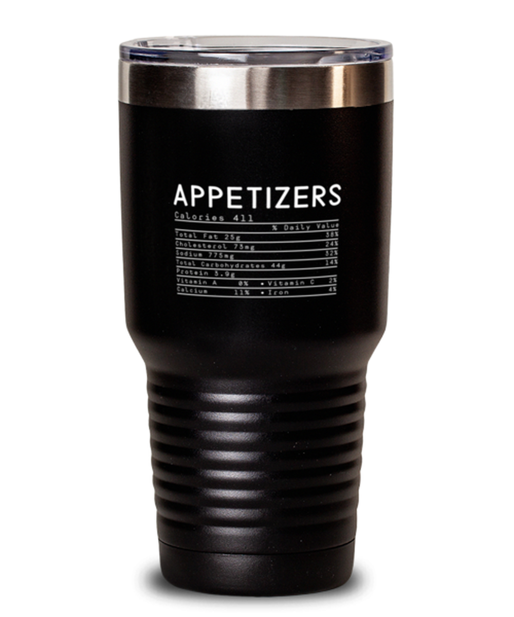 30 Oz Tumbler Stainless Steel Insulated  Funny Appetizers Nutrition Facts Christmas