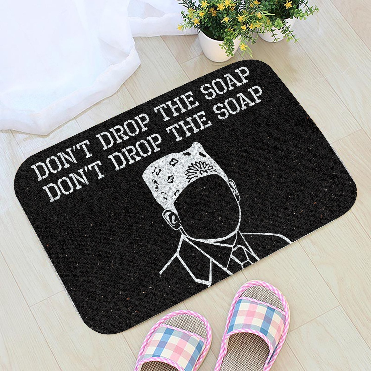 Black Dont Drop The Soap All Over Printing Doormat Pre2199