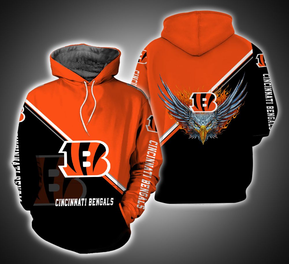 Cincinnati Bengals Fire Eagle 3D Print Hoodie