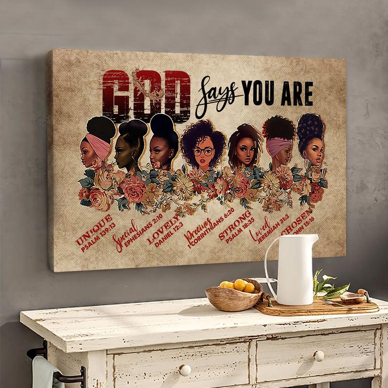 Black Women God Say You Are Canvas Wall Art