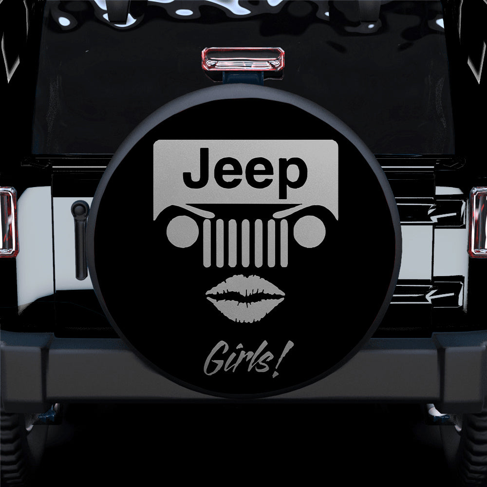 Jeep Girl Grey Car Spare Tire Covers Gift For Campers