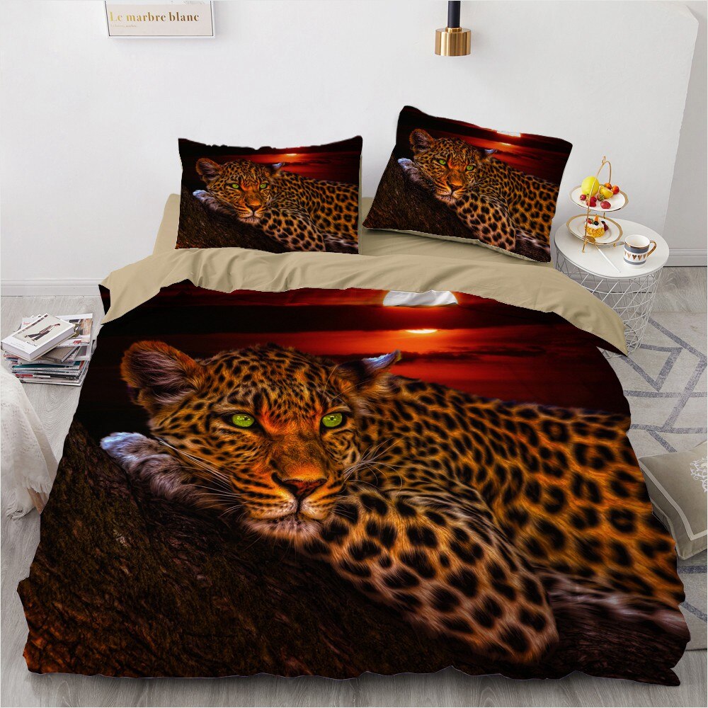 3D Black Leopard Concise Style Bedding Set Duvet Cover Sets Bed Linen Single Full Double Queen King Size Covers Bedclothes