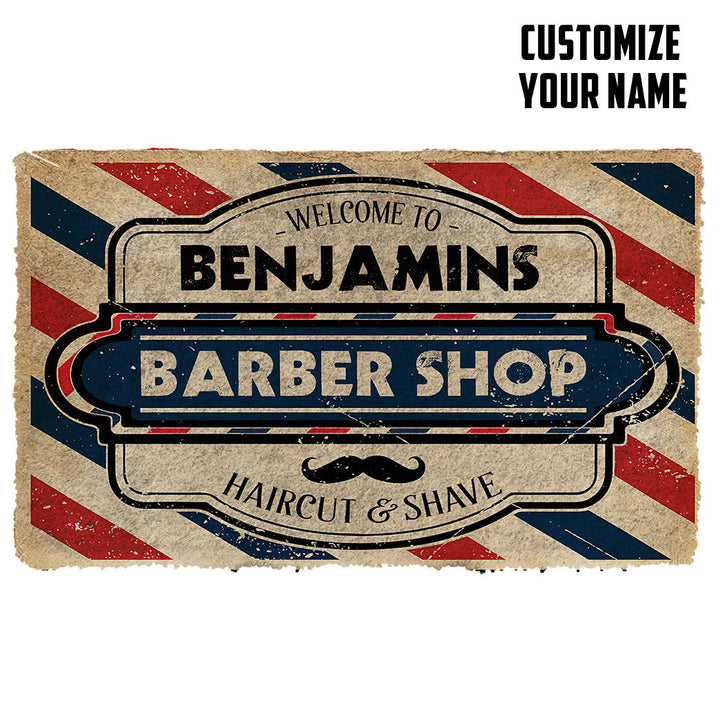 Waybackapparel Barber Shop Custom Name 3D Doormat