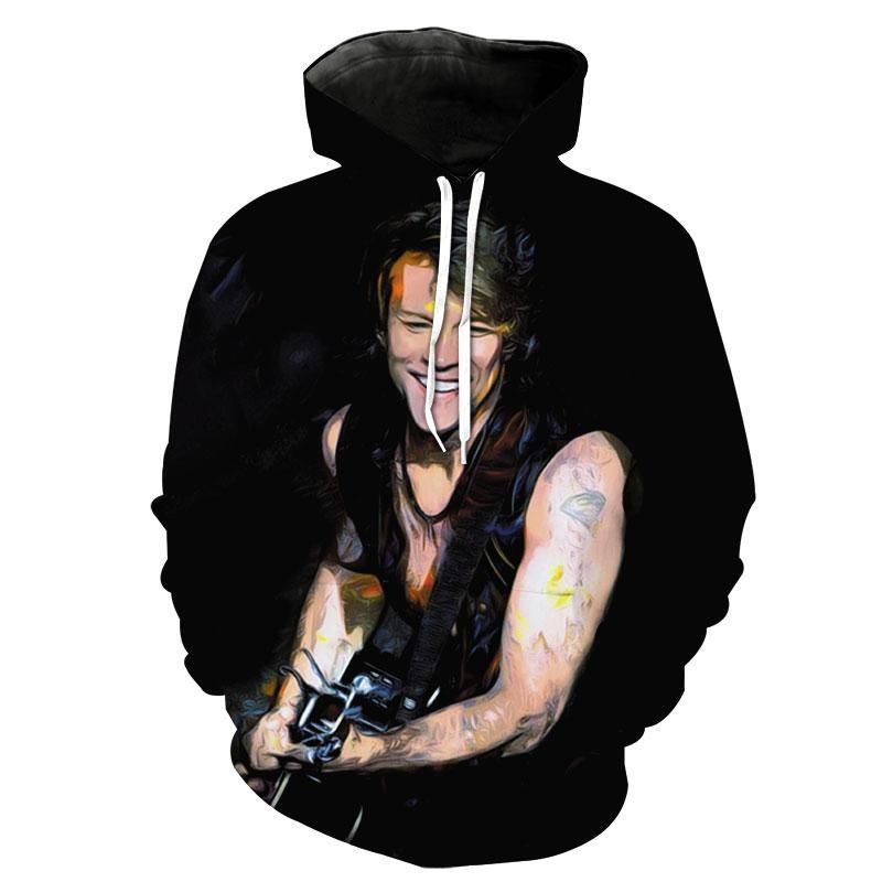 Cool Custom Hoodie Bon Jovi 3D Full Over Print Hoodie Sweater Tshirt Lk 477 B3100 Hoodie 3D Pullover Zip Hoodie 3D