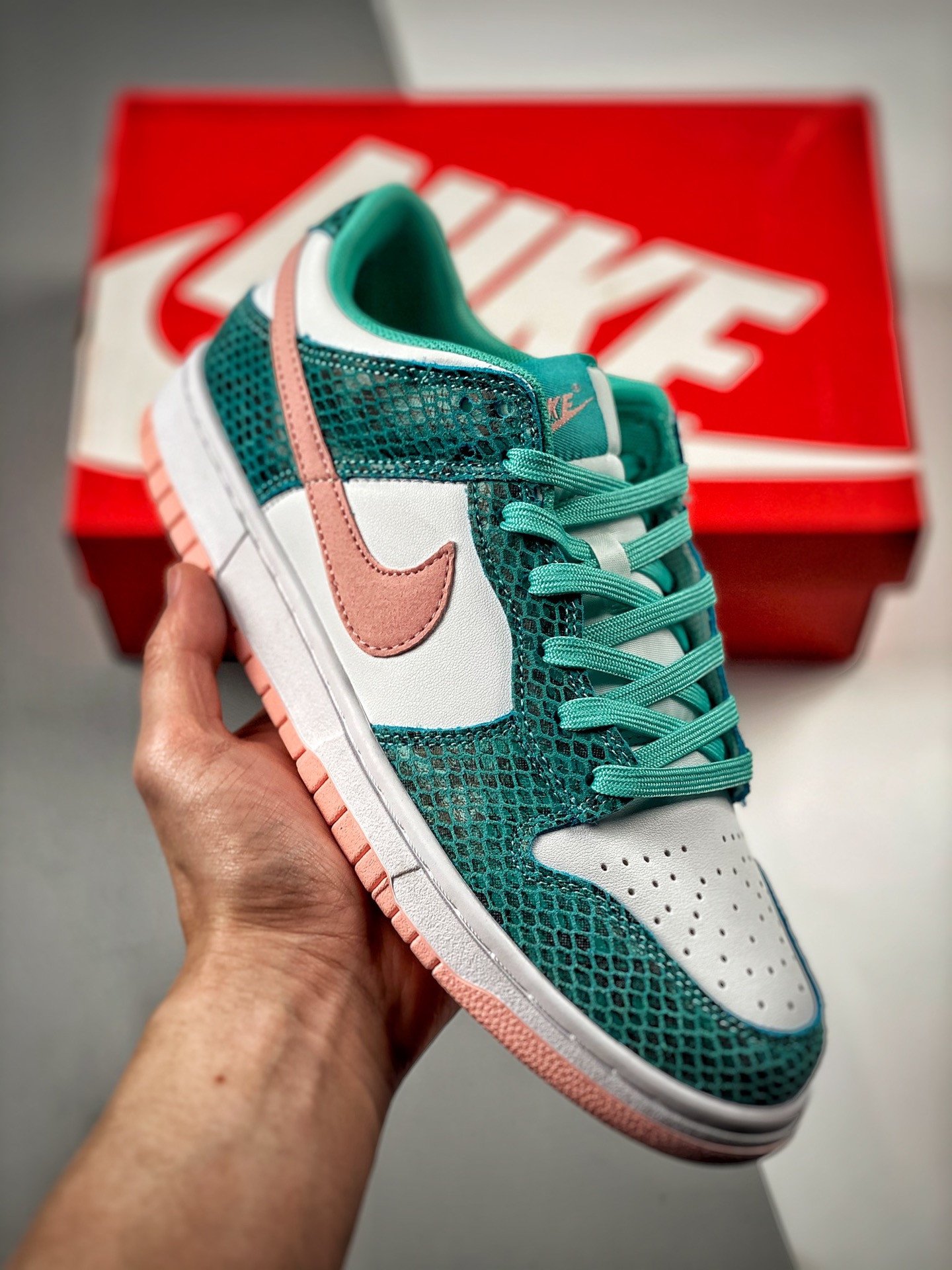 Nike Dunk Low Snakeskin WhiteTeal-Pink DR8577-300 5339389