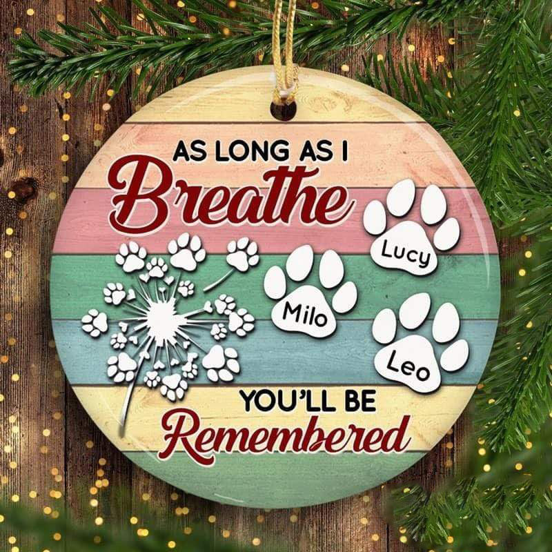 Circle Ornament You‘Ll Be Remembered Wood Plank Dogs Memorial Personal