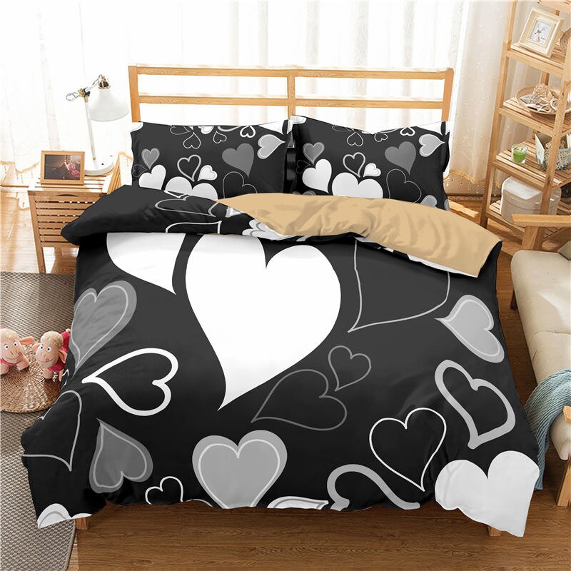 3D Bedding Sets Love Heart Duvet Quilt Cover Set Bedspread Pillowcase Luxury King Queen Size Home Decor Duvet Covers