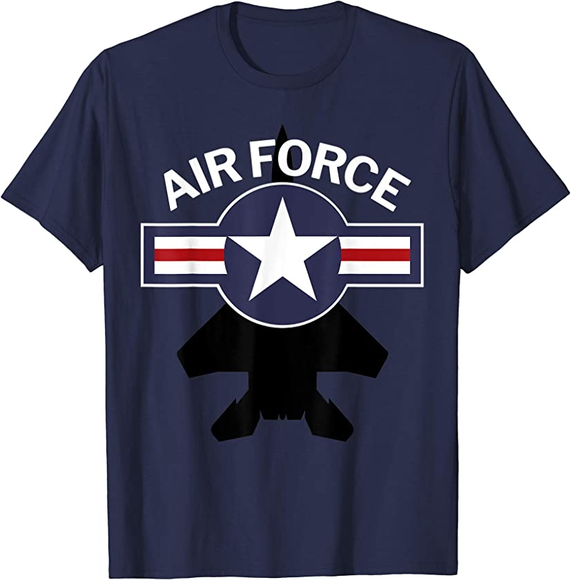 Air Force with F15 Jet and Vintage Roundel T-Shirt