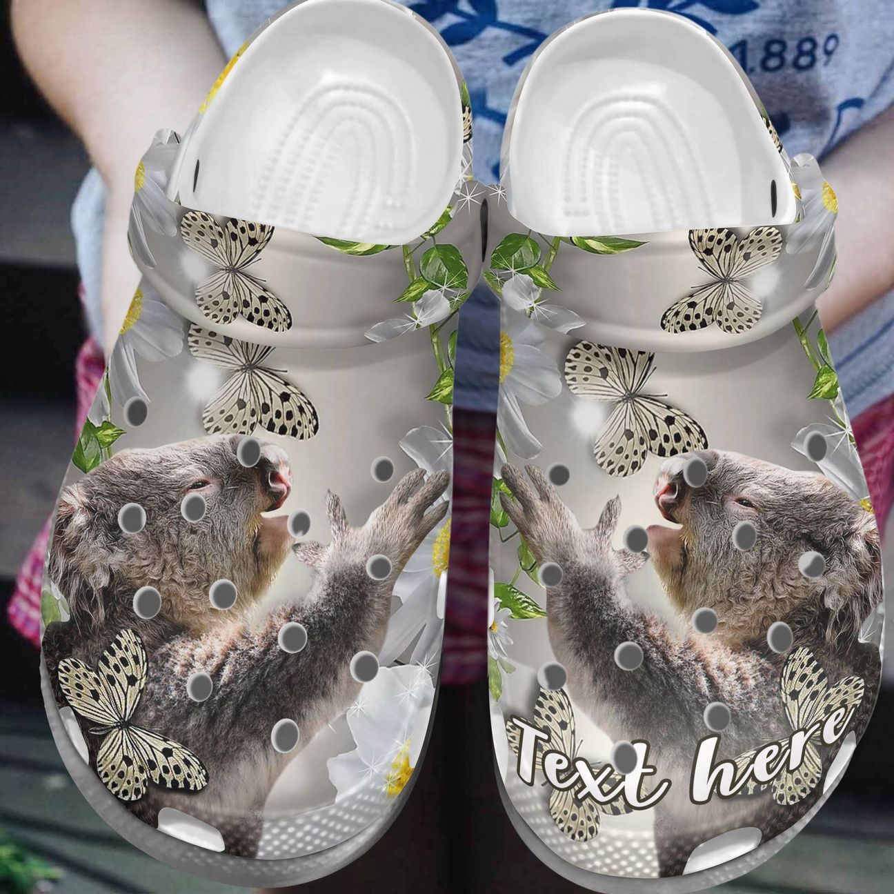 Koala Personalized Personalize Clog, Custom Name, Text, Fashion Style For Women, Men, Kid, Print 3D Whitesole Koala Lover