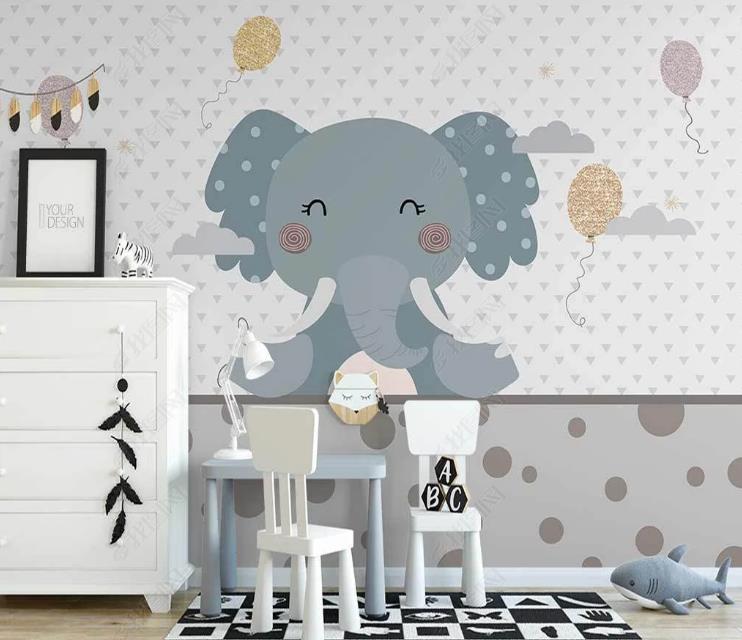 3D Northern Europe Hand-Painted Cartoon Elephant Wall Mural Wallpaper Sww1459