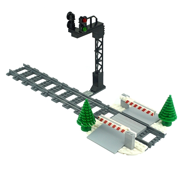 City Streetview Model Train Station Sets Bus Stations Building Blocks DIY Railway Aisle Light Educational Toys For Kids Gift alx