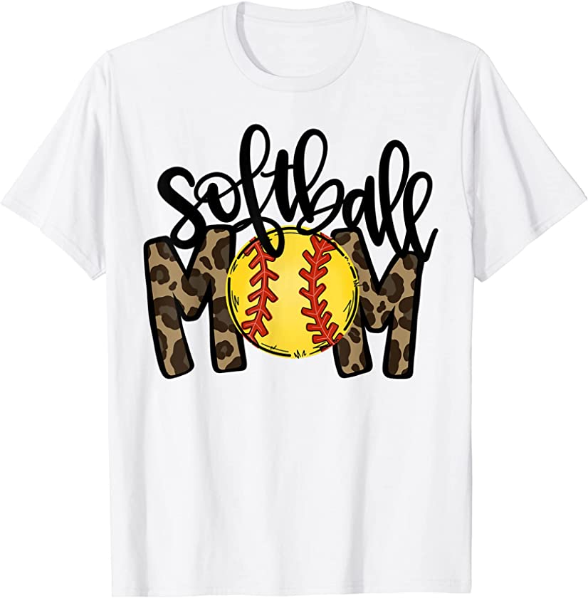 Softball Mom Mama Life Sports Lovers Leopard Mother’s Day T-Shirt