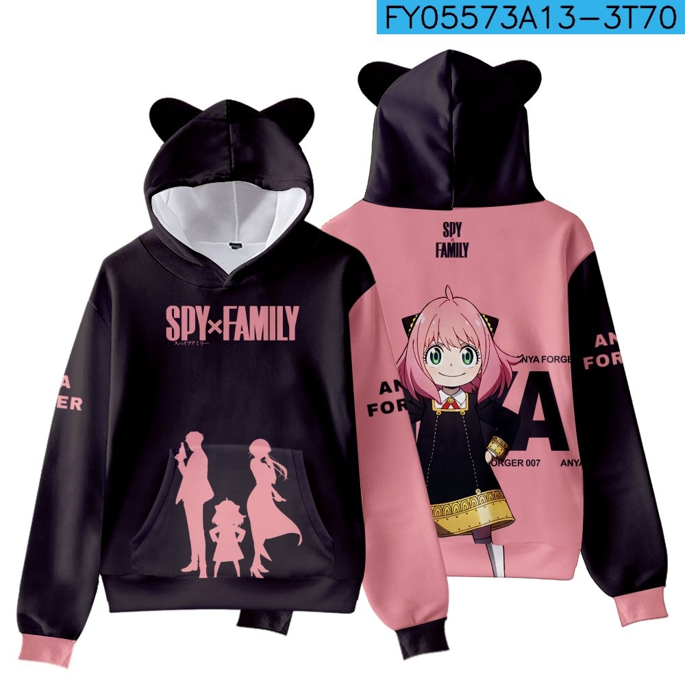 3-14 Years Anime Spy X Family Hoodies Women Kawaii Cartoon Winter Warm Clothes Khaki Streetwear Unisex Tops Sweatshirts Female alx