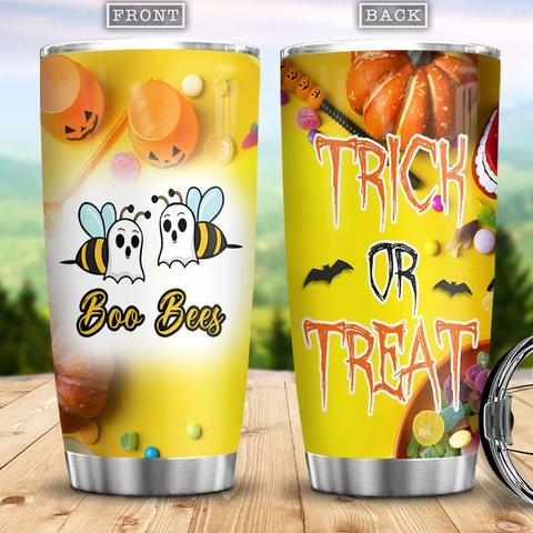 Trick Or Treat Boo Bees Witch Boo Ghost Scary Pumpkin Trick Or Treat Halloween Candy Cosplay Stainless Steel Tumbler, Personalized Tumblers, Tumbler Cups, Custom Tumblers