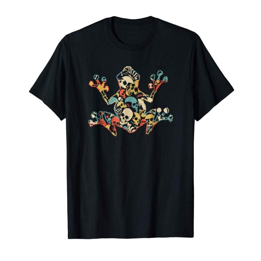 Frog T-shirt, Skeleton Skull Vintage Retro T-shirt Men Fashion Cotton T-Shirts