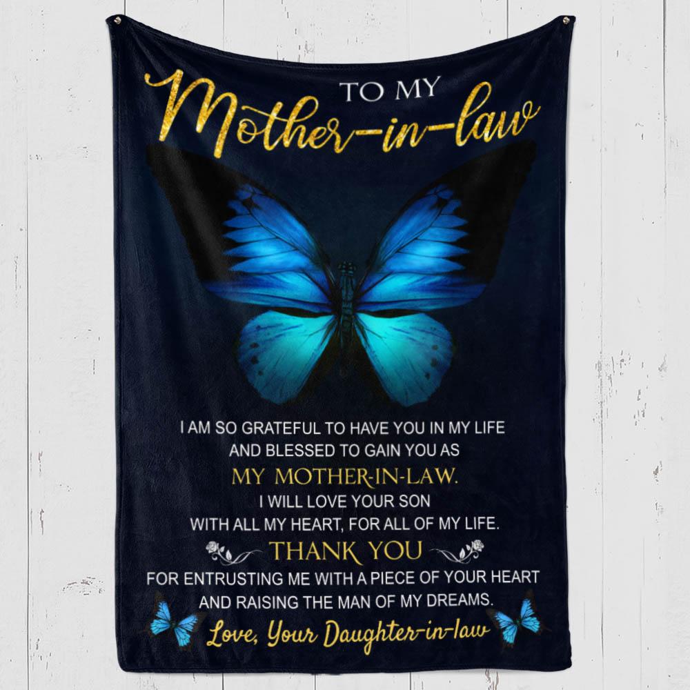 To My Mother-In-Law Blanket – I’M So Grateful, Gift For Mother-In-Law From Daughter-In-Law Birthday Gift Home Decor Bedding Couch Sofa Soft