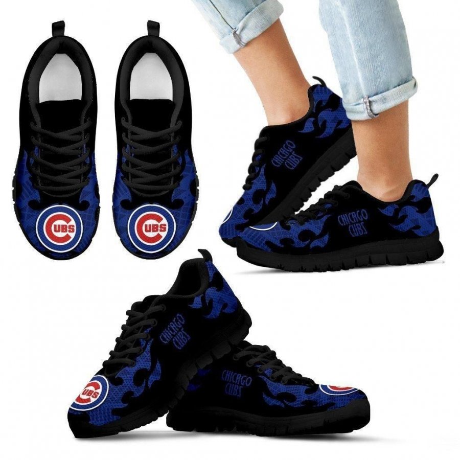 Tribal Flames Pattern Chicago Cubs Sneakers #738