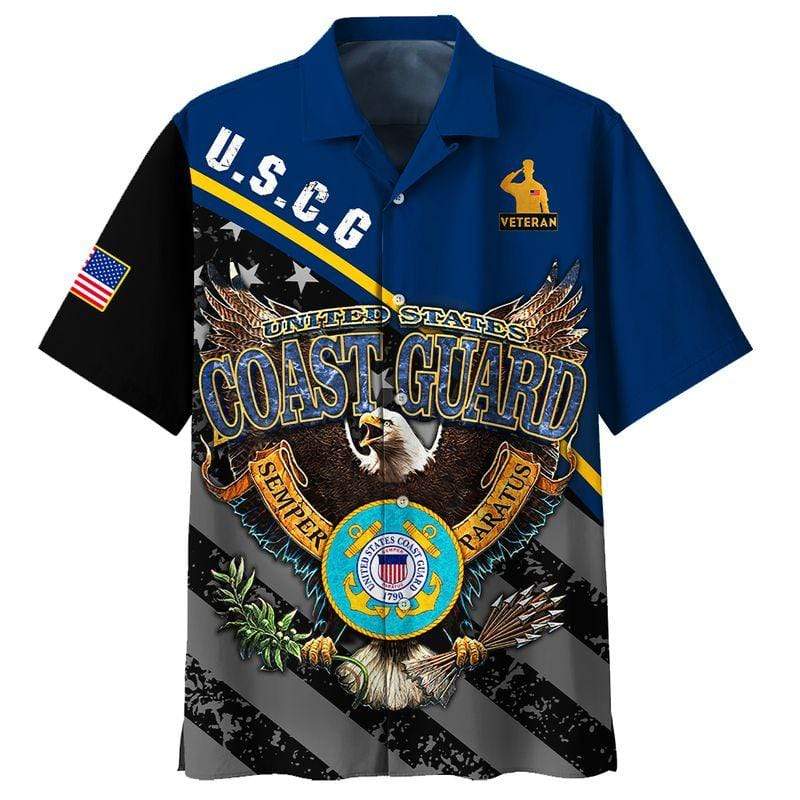 US Army Veteran Coast Guard Semper paratus Hawaiian Aloha Shirts #KV