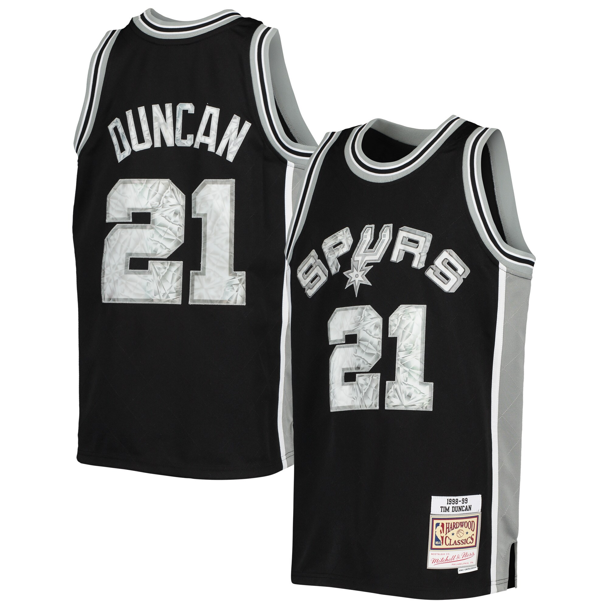 Tim Duncan San Antonio Spurs Mitchell & Ness Youth 1998/99 Hardwood Classics 75th Anniversary Diamond Jersey