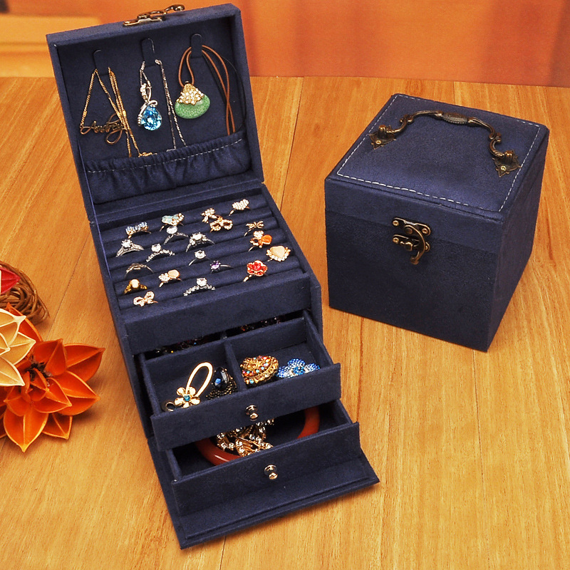 3 Layers Jewelry Box Small and Exquisite Drawer Type Storage Ring Necklace Display Holder Portable Earring Case alx