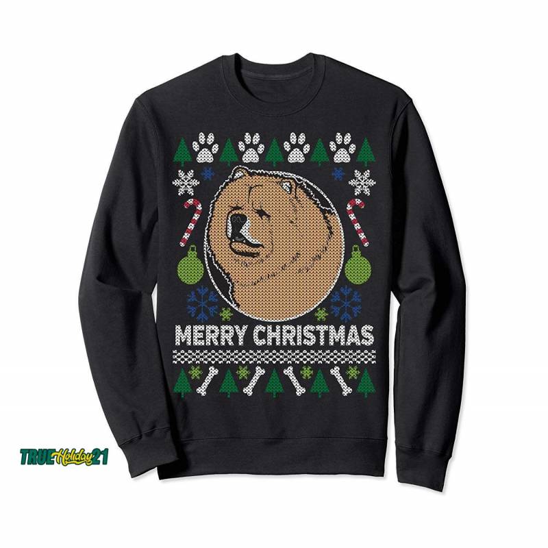 Chow Breed Ugly Christmas Style Sweatshirt