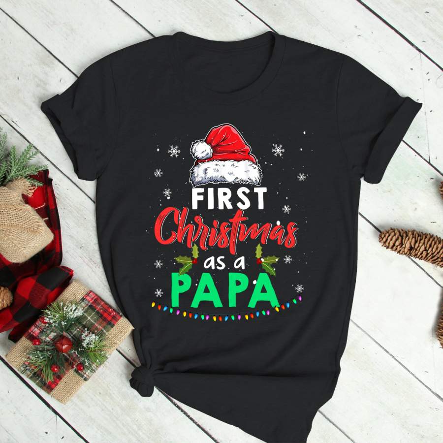 First Christmas As A Papa Funny Christmas Gift New Dad Daddy Long Sleeve T-Shirt