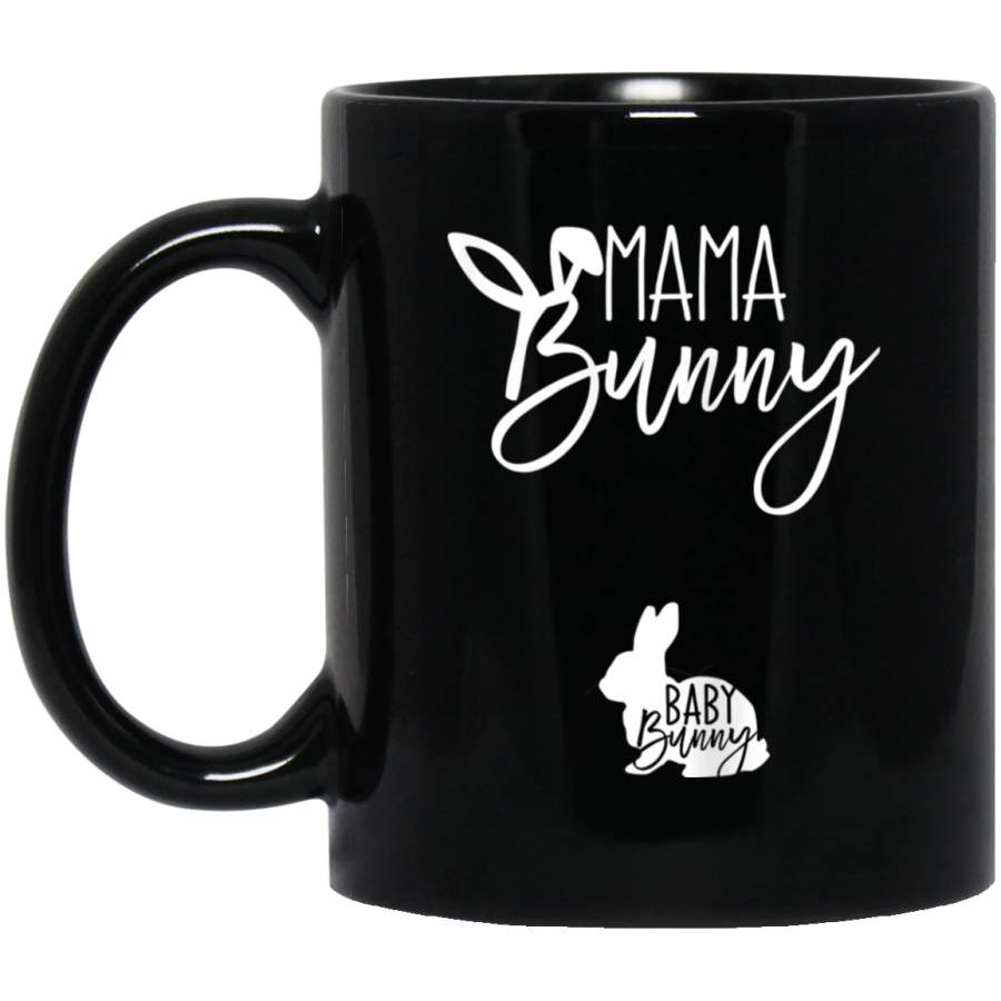 Womens Easter Pregnancy Gift for Pregnant Mom Mama Bunny Baby Bunny Black Mug